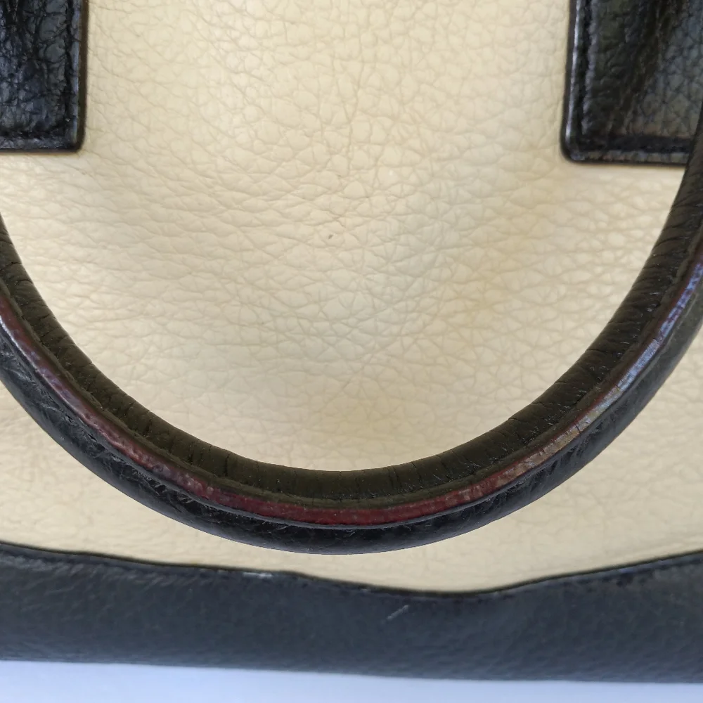 Kate Spade Two-Toned Cream & Black Leather Satchel Handbag